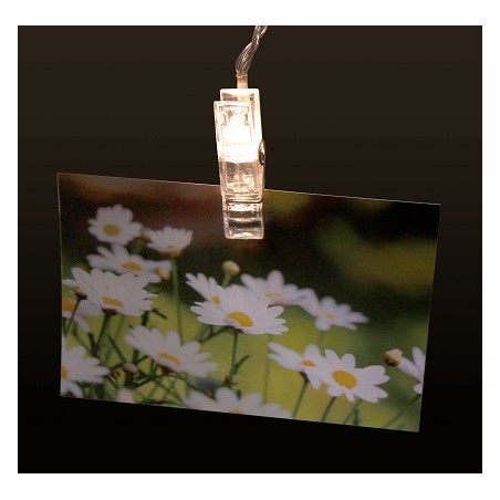 McShine LED Lichterkette mit 20 Foto-Clips, Batterie betrieben