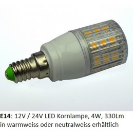 David Com. E14 LED Lampe, Korn- Kolbenlampe, 12V/24V AC/DC, 4W