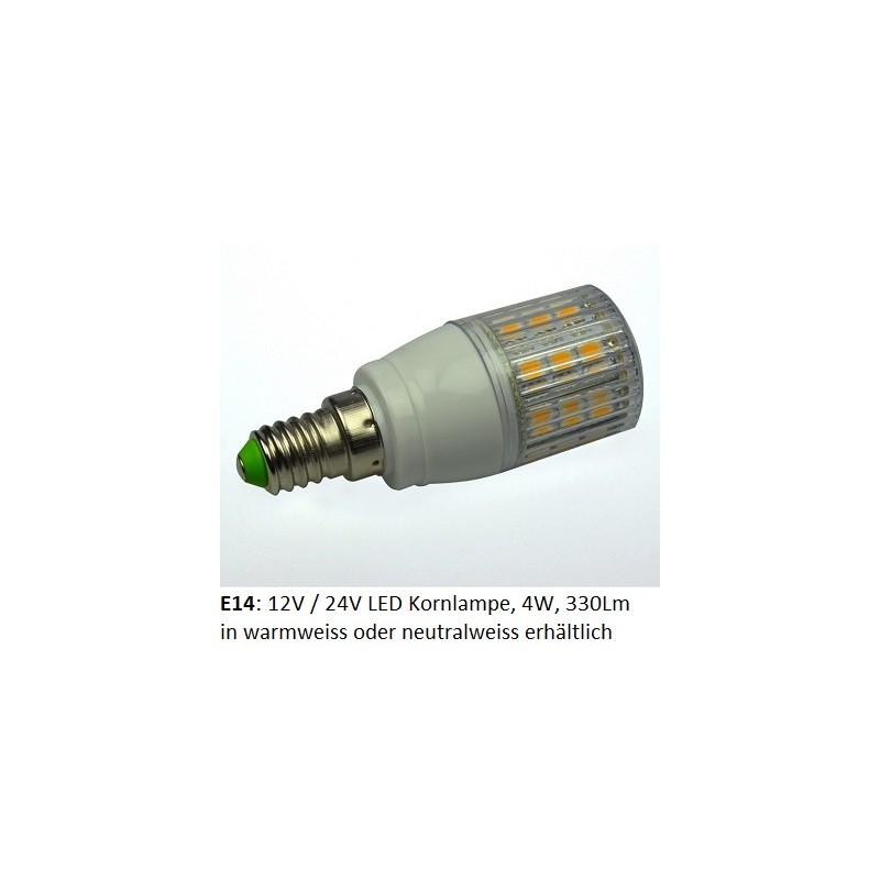 David Com. E14 LED Lampe, Korn- Kolbenlampe, 12V/24V AC/DC, 4W