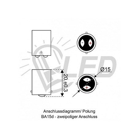 David Com. BA15d LED Lampe, 1W, DC10-30V, 6 LED's, dimmbar