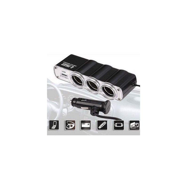 HM KFZ-Verteiler/Adapter "Triple" 12V/24V, USB Ladebuchse