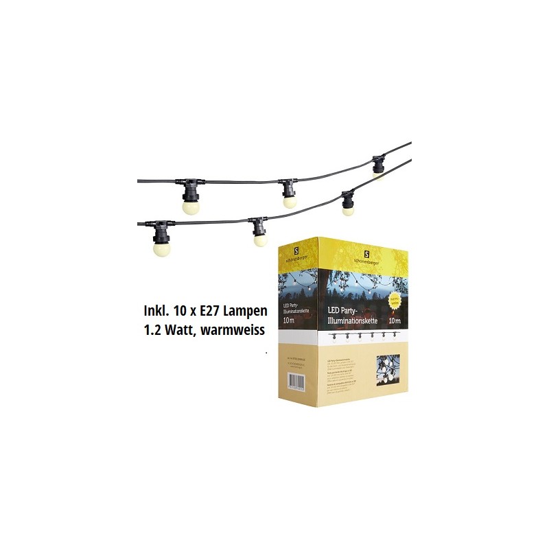 Star Trading LED Party-Deco Lichterkette, 10m, 10 x E27-Fassungen