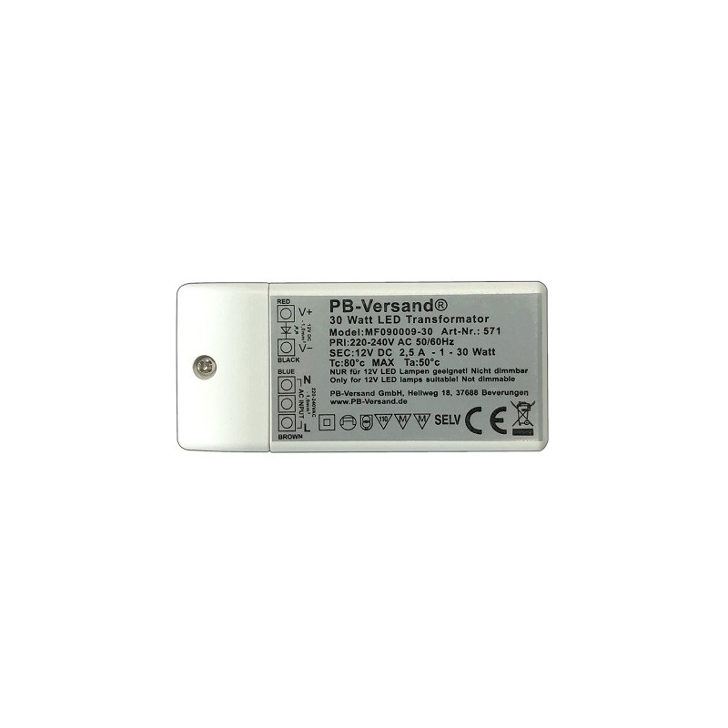 PB LED DC-Treiber/Trafo "Mini12-30W", 12V DC, 30W, 2.5A