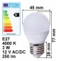 HM E27 LED Lampe, Birne, 12V AC/DC, 3W, matt