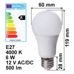 HM LED Lampe, Birne, E27, 6W, 12V DC