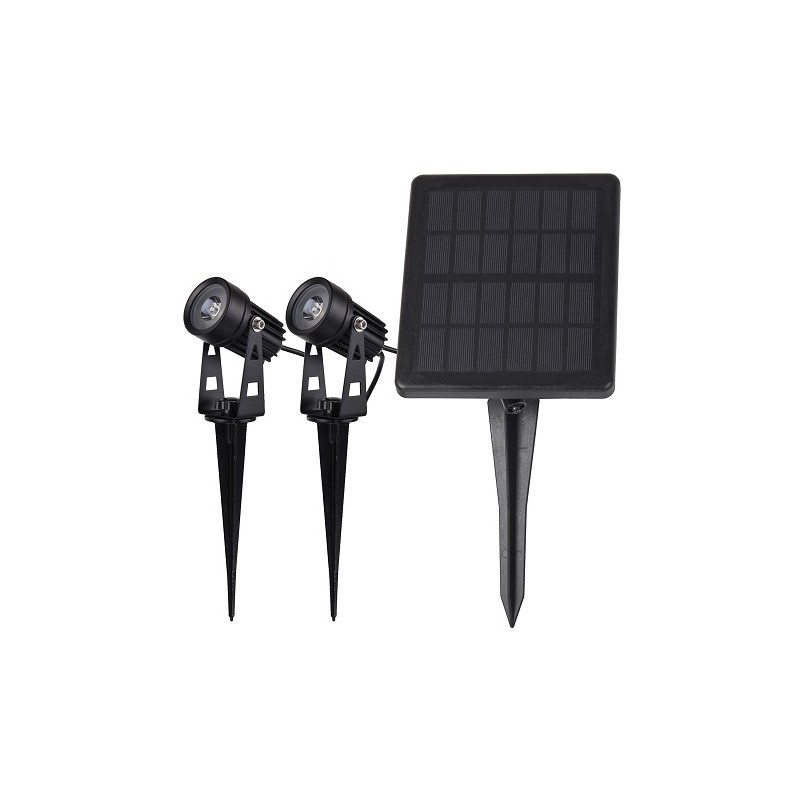 Chilitec LED Solar-Gartenspot, 2er Set, 2 x 3W