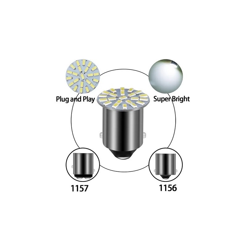 HM LED Lampe BA15s P21W, 1156, R5W, 2.0W, 22 LED Chips