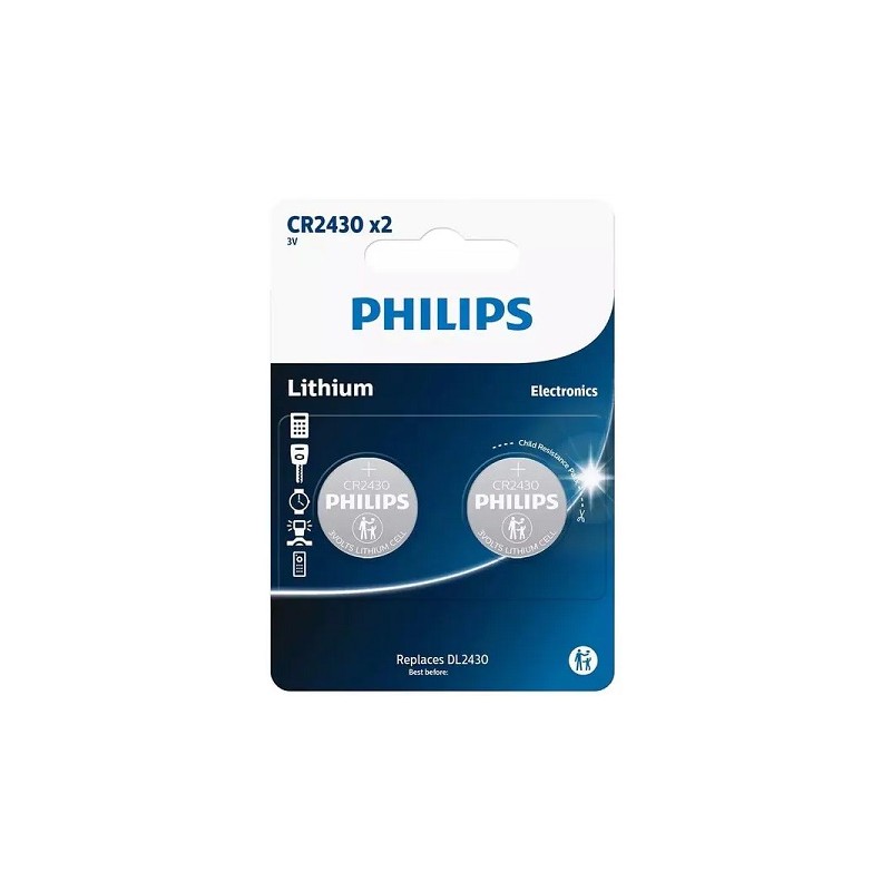 Philips CR2430 - 3 Volt Lithium Knopfzelle 3V, 2 Stück