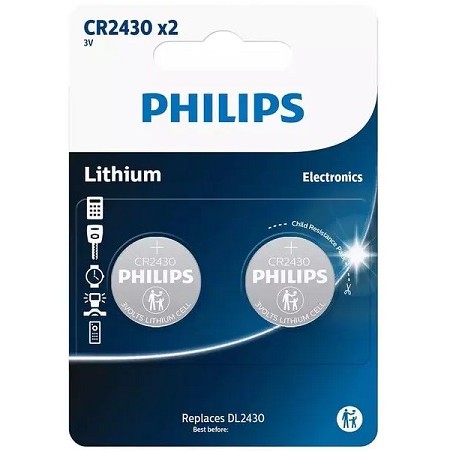 Philips CR2430 - 3 Volt Lithium Knopfzelle 3V, 2 Stück