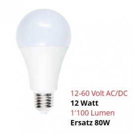 SPL LED Lampe, Globe "A70", E27, 12-60V AC/DC, 12W, matt