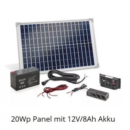 HM PV Solar Inselanlage "20W", Panel/Regler/Akku