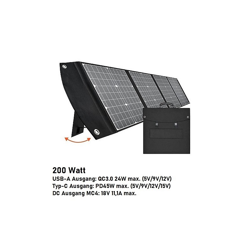 OPTONICA 120W faltbare, monokristalline Solartasche, 18V, 6.6A