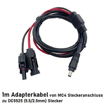 OPTONICA Solar Adapterkabel von MC4 auf 8mm Hohlstecker DC5525