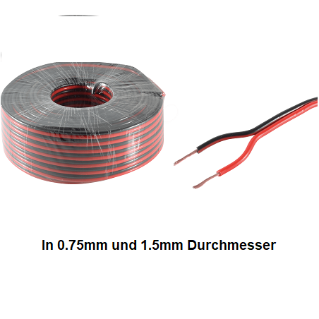 HM Niedervolt 2Pol-Kabel "ROT/SCHWARZ", 1m, CCA, 1.5mm