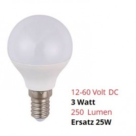 SPL LED Lampe, Globe "P45", E14, 12-60V DC, 3W, matt