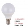 E14 LED Lampe, Globe "P45", 12-60V DC, 3W, matt