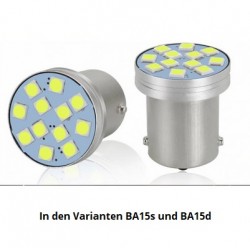 HM LED Lampe BA15s P21W, 1156, R5W, 2.5W, 12 LED Chips