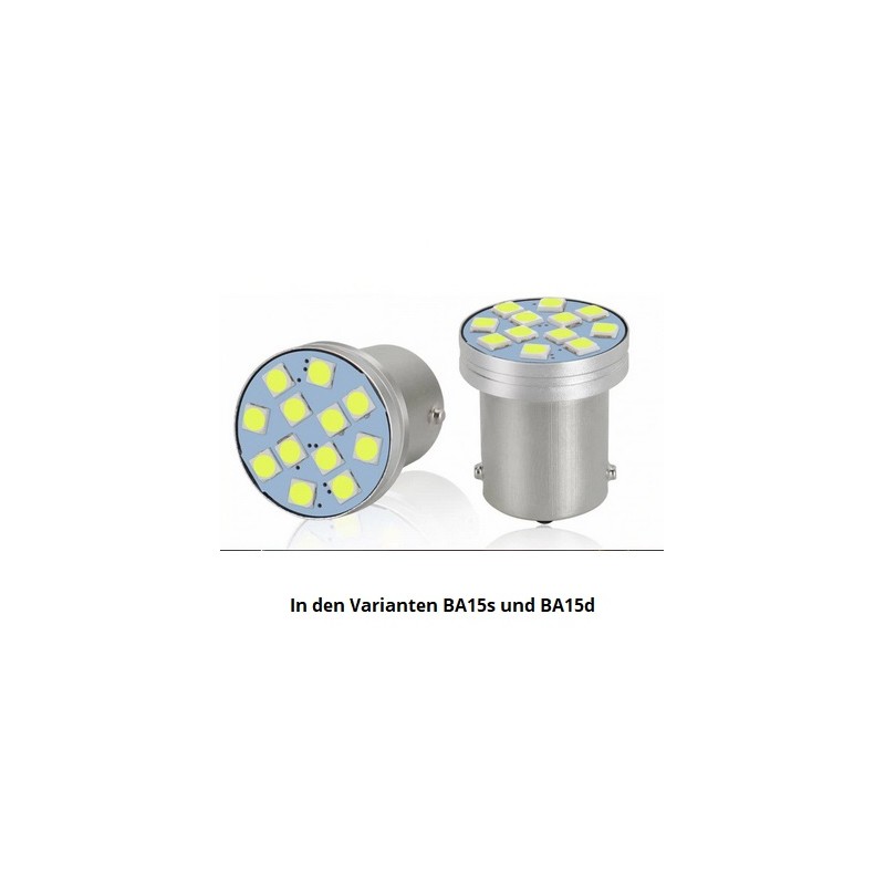 HM LED Lampe BA15s P21W, 1156, R5W, 2.5W, 12 LED Chips