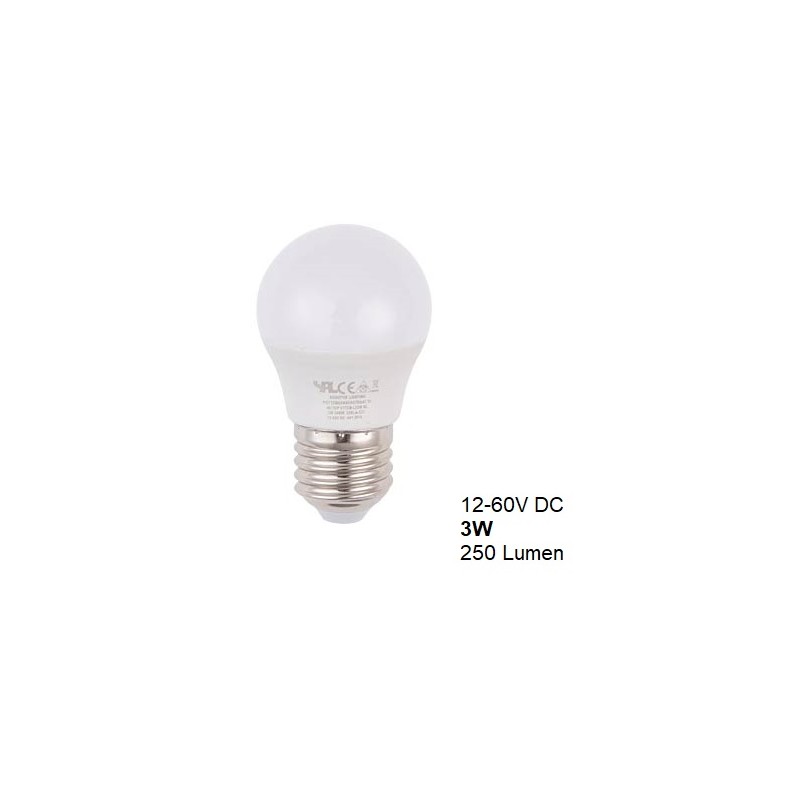 SPL LED Lampe, Globe "G45", E27, 12-60V DC, 3W, matt