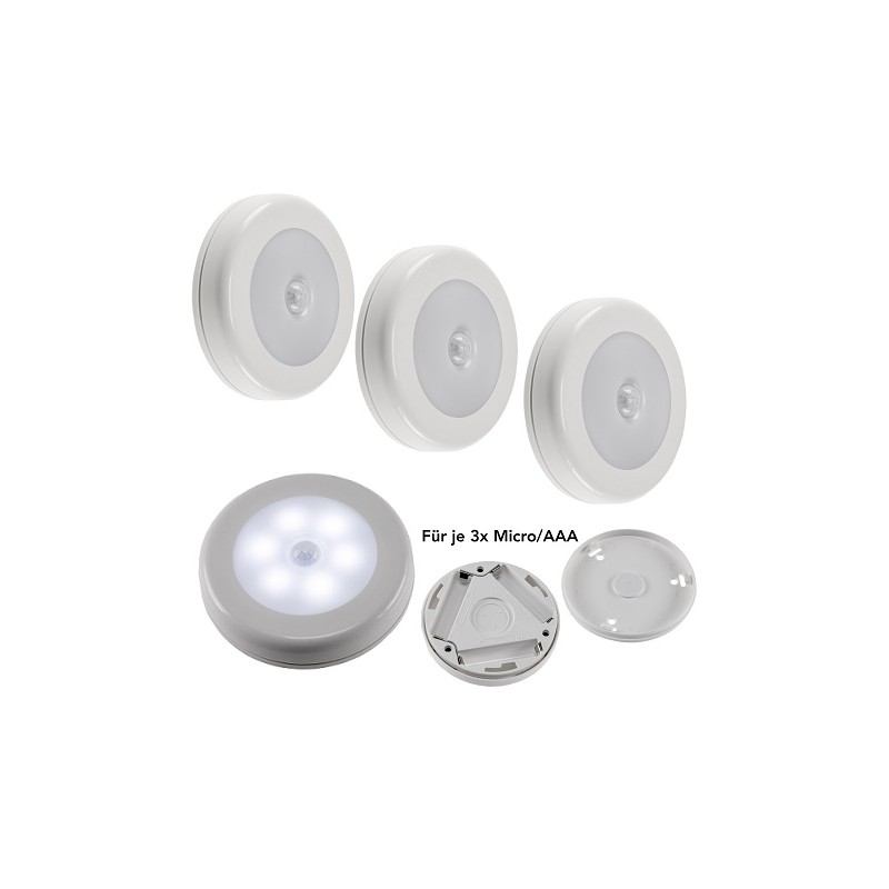 Chilitec LED Aufbau-Unterbau Leuchte "PIR", 0.4W, 3er Set